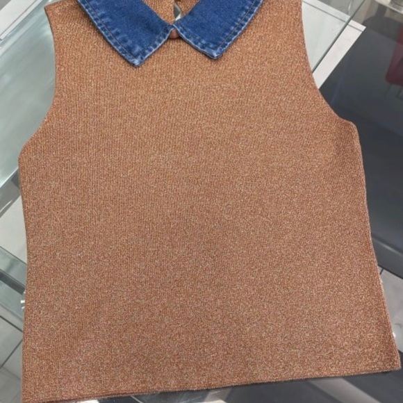 Denim Collar Chic Top - Picture 2 of 2